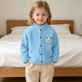thumbnail image 5 of Mlzmgr Girls Clothes Fall Winter Warm Jackets Button down Stand Collar Fleece Thick Thermal Cute Tops for Toddler Kids（Blue), 5 of 9