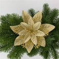 thumbnail image 5 of 12-Pack Artificial Glitter Poinsettia, Flower Sticks, Christmas Flower Ornaments, Floral Stems, Picks, Branches, Xmas Tree Decorations for Holiday, Party, Wedding, 5.12-inch, Gold, 5 of 6