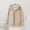 Coffee, variant on Womens Raglan Sleeve Quilted Panel Hooded Zip Jacket, Mid Length Elastic Cuff Dual Hand Pockets Relaxed Fit for Rainy Walks Shopping Trips Coffee S