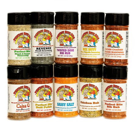 Sampler Seasoning Set - 10 PACK (29 Ounces) BBQ Grill Seasoning Set  Barbeque Sampler Seasoning Kit  Smoker Seasoning  Grill Rubs  BBQ Spices  MADE IN THE USA