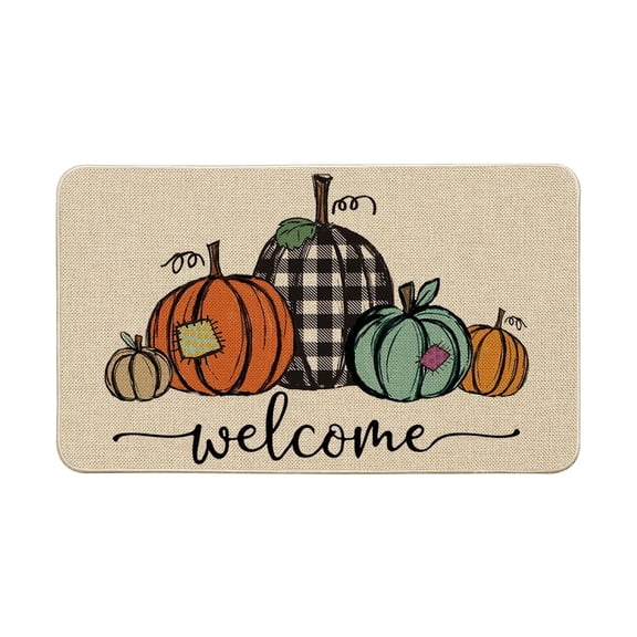Sm:)e Pumpkins Fall Thanksgiving Doormat 17 x 29 Inch Low-Profile Switch Welcome Floor Mat for Indoor Outdoor