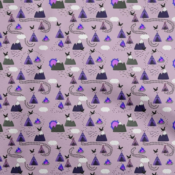 oneOone Cotton Cambric Mauve Fabric Kids Campfire Diy Clothing Quilting Fabric Print Fabric By Yard 56 Inch Wide