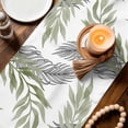thumbnail image 3 of Sage Green Leaves Table Runner 120 Inches, Willow Leaf Country Botanical Branches Bed Runner Dresser Scarves Tabletop for Indoor Outdoor Parties/Ceremony/Banquet, 13"x 120", 3 of 9