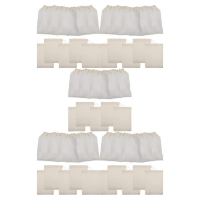 Maoww 10 Pcs Sac à Épices en Mousseline Réutilisable Pochette à Cordon Ménager 5 Pcs