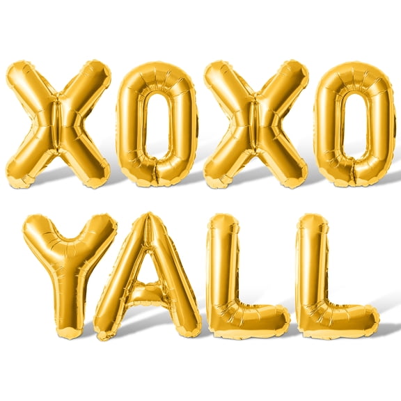 Letter Balloons - XOXO YALL 16" Inch Alphabet Letters Foil Mylar Balloon Valentines Day Party Banner (Gold)