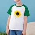 thumbnail image 6 of Feancey Boys Summer Graphic Tshirts Casual Sunflower Printed Crewneck Tops Raglan Short Sleeve Loose T-Shirts for Kids Girls Baby Holiday Sales 2025 Green 4 Years, 6 of 10