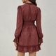 thumbnail image 5 of Vestido Informal Con Estampado de Puntos Para Mujer, Vestido Largo Con Cuello en V, Manga de Mariposa, Borde Con Volantes, Vestido Con Volantes, Vestido Hasta La Rodilla Odeerbi ODB112769, 5 of 8