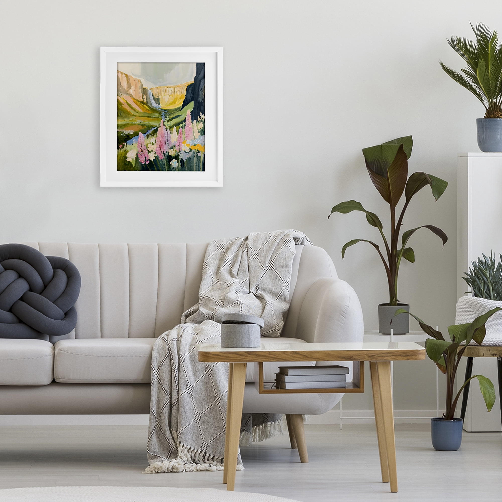 Stupell Industries Waterfall and Valley in Bloom White Framed Print Under Glass, design by The Prints Vibe