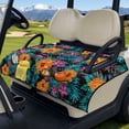 thumbnail image 2 of COEQINE Golf Cart Seat Towel Cover, Foldable with Carry Handle, Universal Fit for Most 2-Seater EZGO/Yamaha/Club Car, Quilted with 4 Front Pockets, Washable, Tropical Hibiscus Leaf Orange, 2 of 8