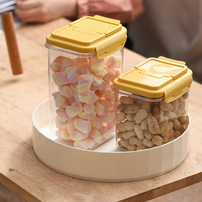 Food Storage Container for Pantry Organization with Lids, BPA Free Plastic Food Containers for Flour and Sugar Storage, Size: 28.7 oz, Yellow
