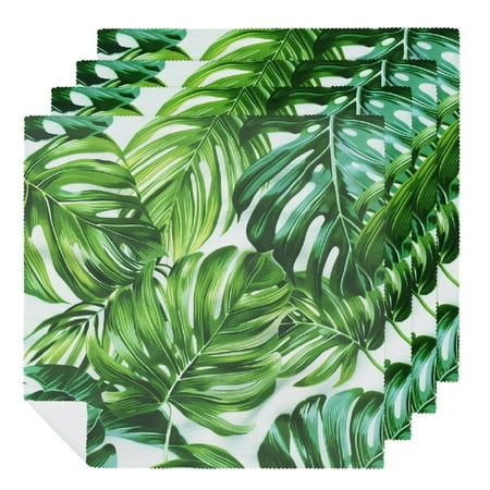 FACANNAP Leaf Guest Napkins Disposable Paper Green Leaves Dinner Hand Napkin for Bathroom Wedding Holiday Jungle Birthday Shower Decorative Towel 4 PCS