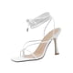 thumbnail image 2 of Sandalias de verano para mujer, banda estrecha, punta cuadrada, tacones altos, correa cruzada, zapatos en forma de V Wmkox8yii  hfjk4437, 2 of 5