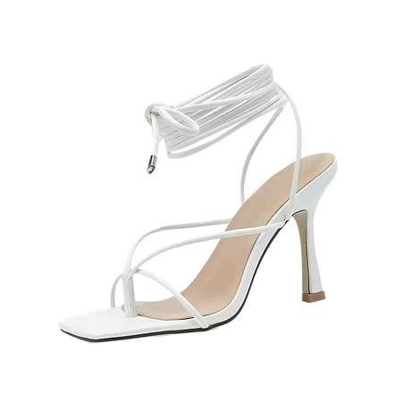 

Women s Plus Size Strappy Roman Sandals Fashion Lacing Up Up Toe Heels 3.15 Inches Stilettos Heel Sexy Sandals for Ladies