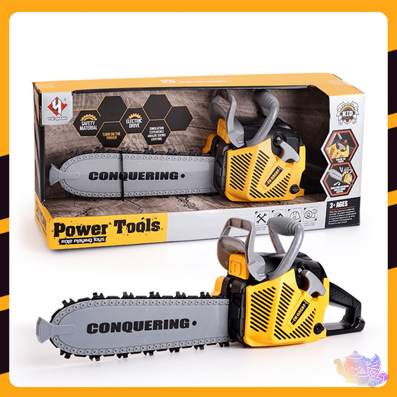 Kids Pretend Toy Chainsaw with Simulated Sound and Vibration Effects, Simulation Power Construction Tool, Workshop Pretend Play House Toys, Lumberjack Role Play Toy for Kids Ages 3 and Up