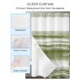 thumbnail image 2 of No Hook Shower Curtain with Snap in Liner,Vintage Sage Green Stripe Waterproof Bath Curtain Double Layers with See Through Top Window,Watercolor Ombre Line Hotel Shower Curtains 36x72in, 2 of 9