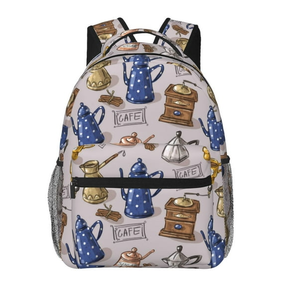 Easygdp Antique Vintage Teapot Coffee Grinder Mochila Ergonómica Versátil para Laptop - Múltiples Bolsillos, Correas Ajustables, Unisex para Escuela, Viajes y Actividades al Aire Libre-One Size