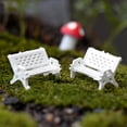 thumbnail image 3 of Ramiter 2 PCS Miniature White Park BankBench Home Decor Fairy Ornament Garden, 3 of 3
