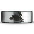 thumbnail image 2 of Tungsten Train Trains Transportation Cargo Rail Band Ring 8mm Men Women Comfort Fit Brushed Gray Flat Cut Black Polished, 2 of 4