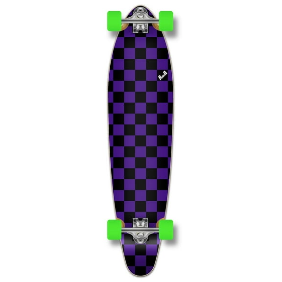 Yocaher Kicktail Longboard Complete - Checker Purple