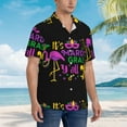 thumbnail image 5 of Xecao Mardi Gras with Flamingo print Hawaiian shirt - a stylish short-sleeve button-down for men, perfect for casual beach and tropical outings., 5 of 9