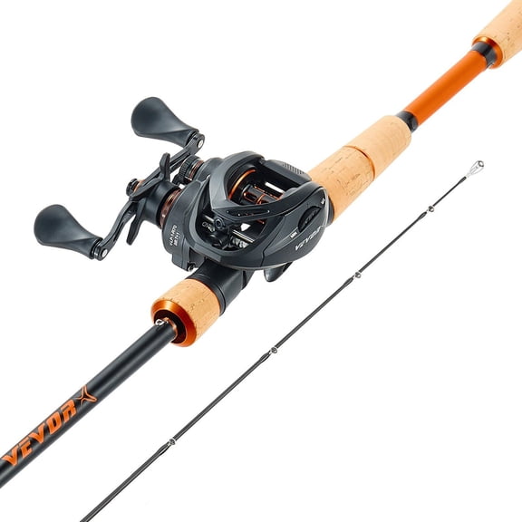 IM7 Carbon Fiber Baitcasting Rod and Reel Combo Bass Fishing Pole 7.1 BB System 7.0:1 Gear Ratio Cork Handle Stainless Steel Guides Ceramic Rings