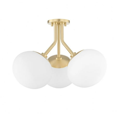 

-Three Light Semi-Flush Mount in Style-19 inches Wide By 14 inches High-Aged Brass Finish Bailey Street Home 735-Bel-2692991