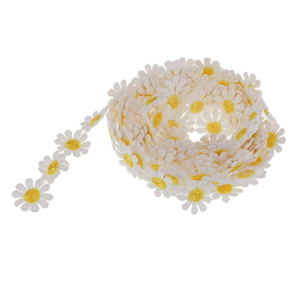 5 Yards Daisy Flower Lace Trim 25MM Ribbon Tape DIY Embroidered