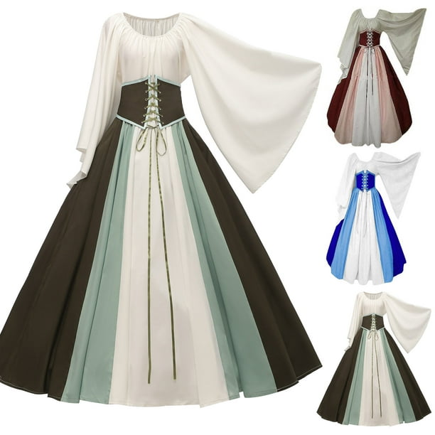 Women S Medieval Renaissance Costumes Pirate Corset Dress Women Flare  Sleeve Traditional Irish Short Dress