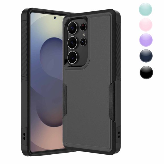 for Galaxy S25,S25 Plus,S25 Ultra Case,Njjex Heavy Duty Shockproof Dual Layer Rugged Full-Body Protective Phone Cover,2 in 1 Silicone Rubber Phone Case for Samsung Galaxy S25 - Black 2025