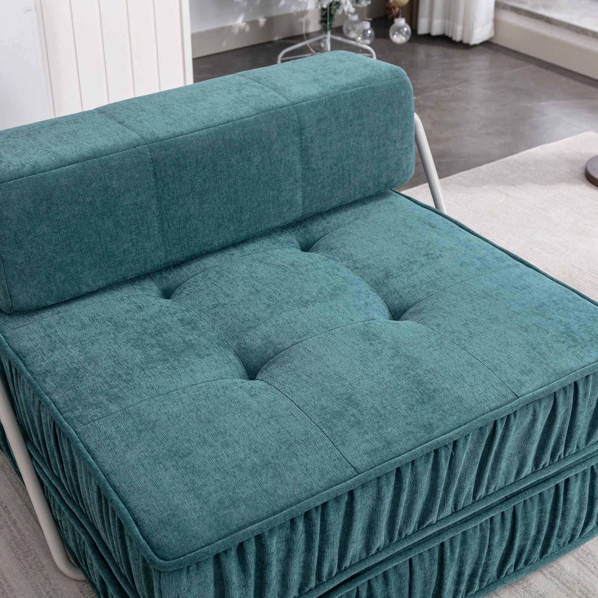 MAYEERTY Modular Convertible Futon Sleeper Chair, 2-in-1 Chenille Folding Sofa Bed with Removable Back Cushion, for Small Apartment Living Room Guest Room Home Office