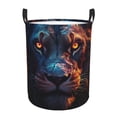 thumbnail image 1 of Balery Forest Cool Lion Cesta de ropa redonda con asas, impermeable, independiente, para ropa, juguetes, dormitorio y familia-Medium, 1 of 6