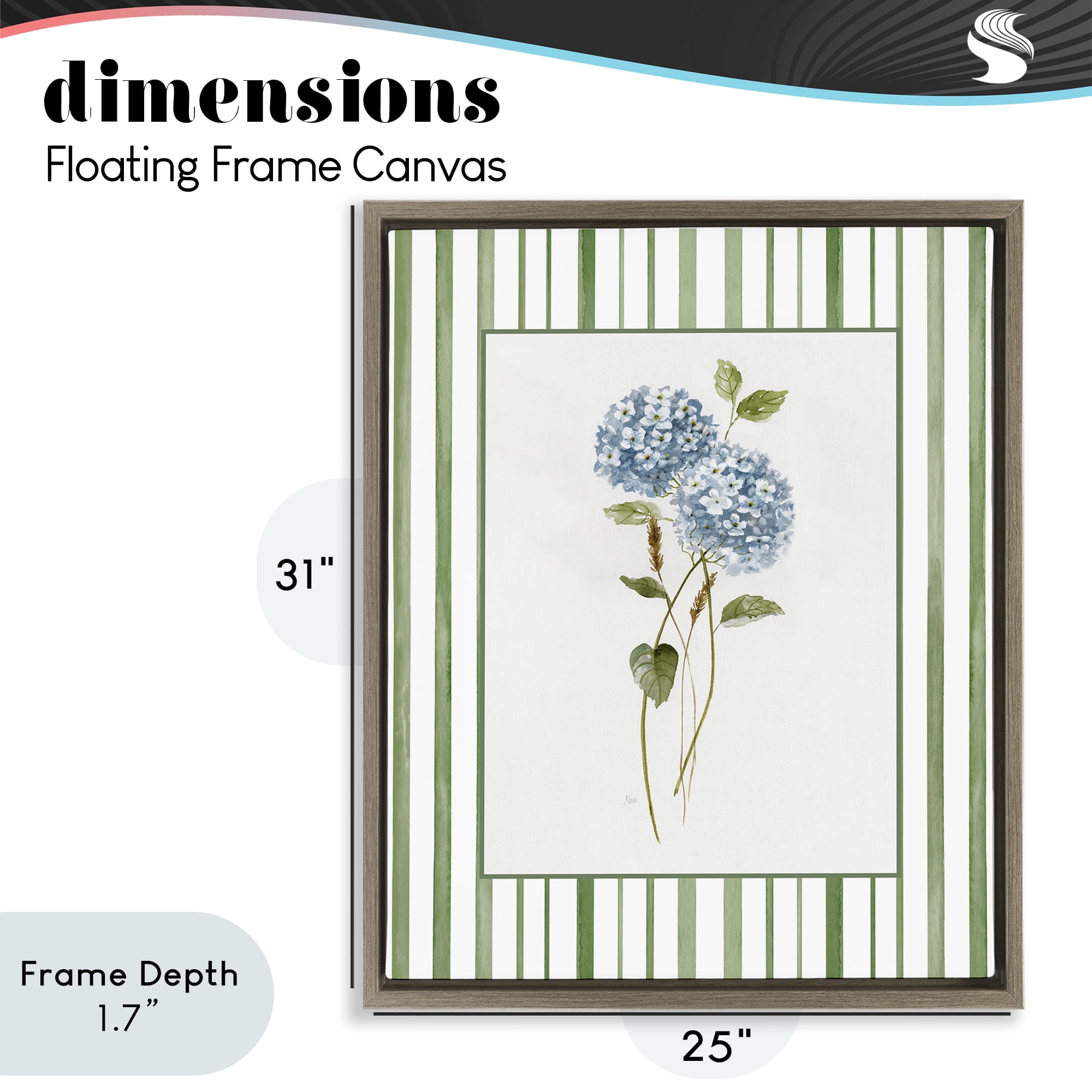 Stupell Industries Delicate Hydrangea & Dried Wheat Brown Framed Floater Canvas Wall Art, design by Nan