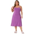 thumbnail image 3 of DARING DIVA Women's Plus Size Spaghetti Strap Full Slip Midi Nightgown 2X Purple, 3 of 5