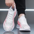 thumbnail image 5 of Men's White Red Gradient Mesh Lightweight Lace Up Casual Running Sneakers, Breathable Non-Slip Wide Toe Gym Outdoor Walking Trainers, 5 of 8