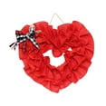 thumbnail image 2 of AZXY 15.7" Valentine's Day Linen Ruffled Heart Wreath - Red Hanging Decor with Bow for Wedding Engagement Anniversary Party, Front Door Home Indoor, 2 of 7