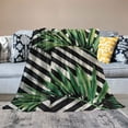 thumbnail image 2 of JRXY Tropical Green Leaves with Geometric Background Home Decorative Flannel Fleece Blanket White, 2 of 6