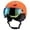 Orange, variant on Ski Helmet With Integrated Visor Goggles - Adult Snowboard ABS Shell Protective Headgear - Outdoor Sport for Winter Skiing
