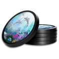 thumbnail image 1 of Silicone Non-Slip Drink Coasters with Removable Printed Absorbent Felt Pad - Set of 4 - Dolphins, 1 of 3