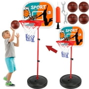 Kids Basketball Hoop Adjustable Height 2.5 ft-6.1 ft Toddler Toys Basketball Hoops Indoor Outdoor Play Mini Portable Basketball Goals Outside Toys Backyard Games for Boys Girls Age 3 4 5 6 7 8 Gifts