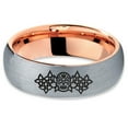 thumbnail image 2 of Tungsten Dia De Los Muertos Day of the Dead Band Ring 7mm Men Women Comfort Fit 18k Rose Gold Dome Brushed Gray Polished, 2 of 4