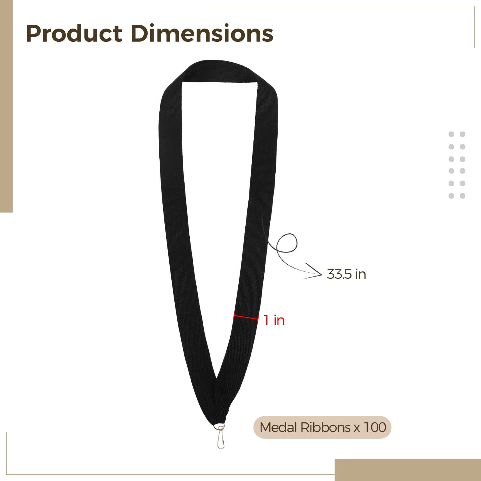 100 PCS Medal Ribbons with Metal Clips, Black Polyester Award Ribbons, Ideal for 1st 2nd 3rd Place Medals, Competitions, Sports Events, Parties