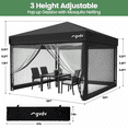 thumbnail image 5 of GVDV 10ft x 10ft Pop-Up Canopy, Outdoor Canopy tent with Adjustable Height, Mosquito Netting, Zipper Doors, and Carry Bag, 5 of 9