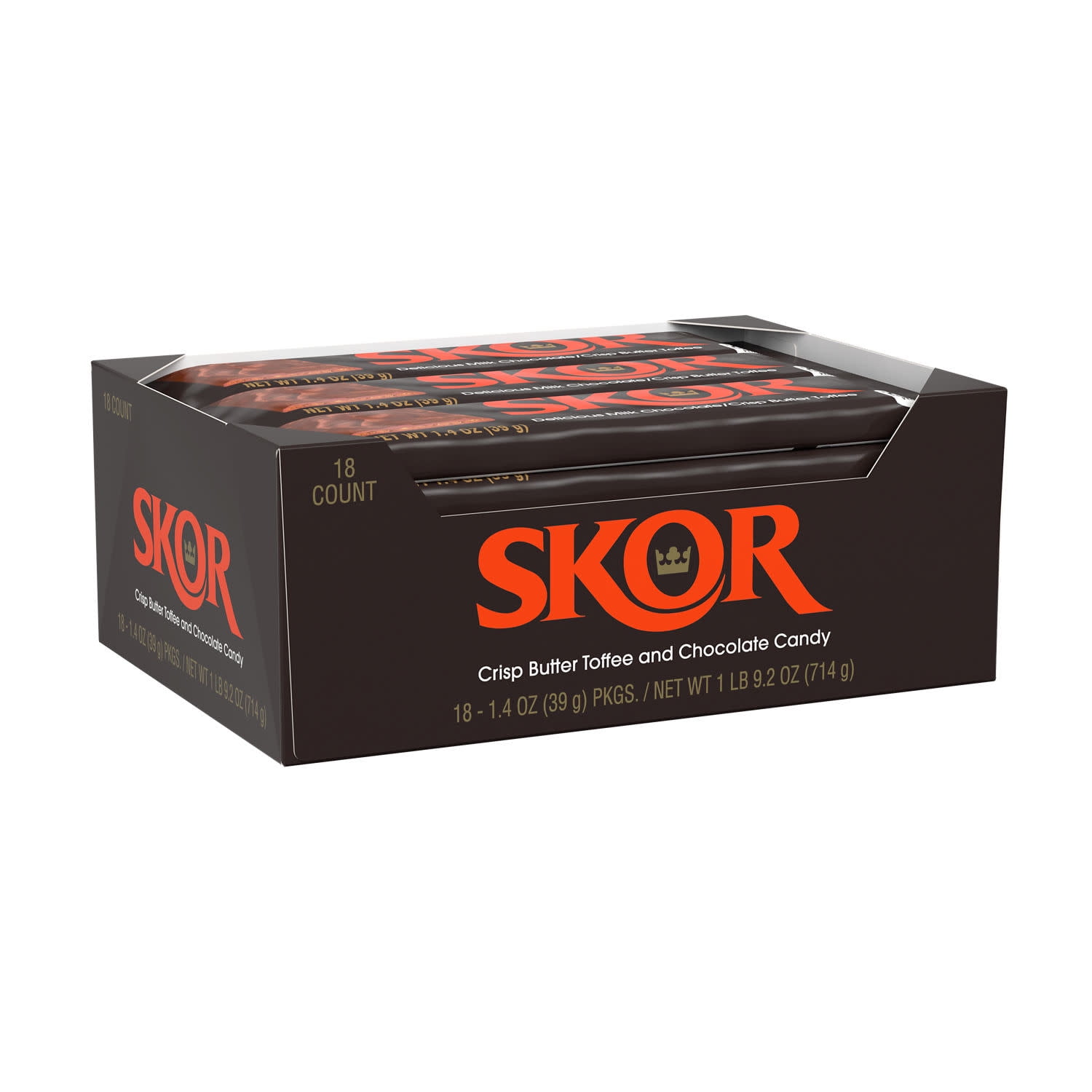 Skor Crisp Butter Toffee and Chocolate Candy, Bars 1.4 oz, 18 Count
