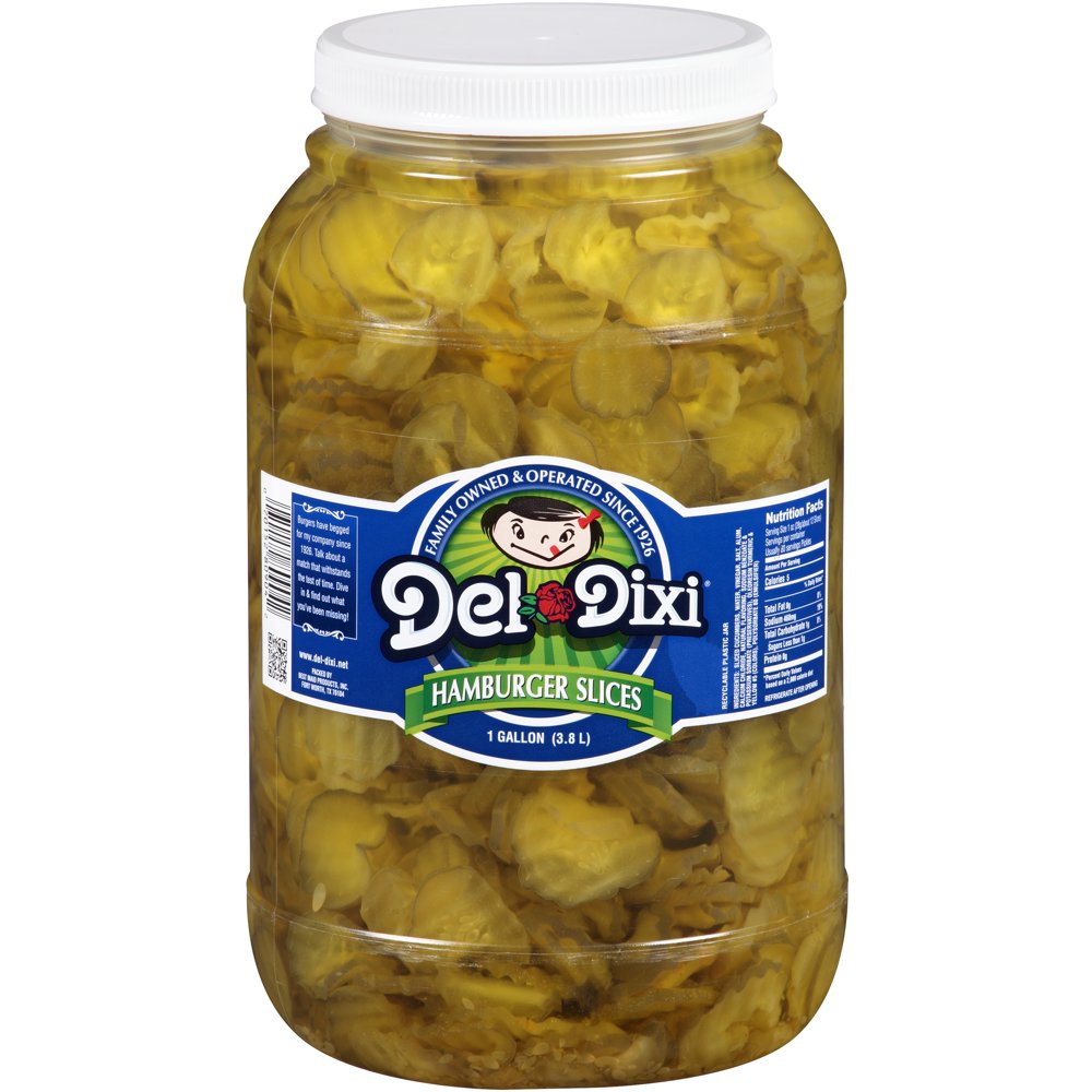 Del Dixi® Hamburger Slice Pickles 1 gal. Plastic Jar