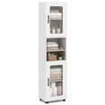 thumbnail image 2 of Costway Bathroom Cabinet, Slim Floor Storage Cabinet with 2 Fluted Doors,4 Rubber Feet White, 2 of 10