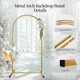 thumbnail image 3 of Sunifier Metal Wedding Arch Backdrop Stand Set of 3 (6ft,6.6ft,7.2ft) with 2 Table Runners, Gold Arch Stand Frame for Birthday Party Wedding Baby Shower Decoration (Gold, 6ft+6.6ft+7.2ft), 3 of 15