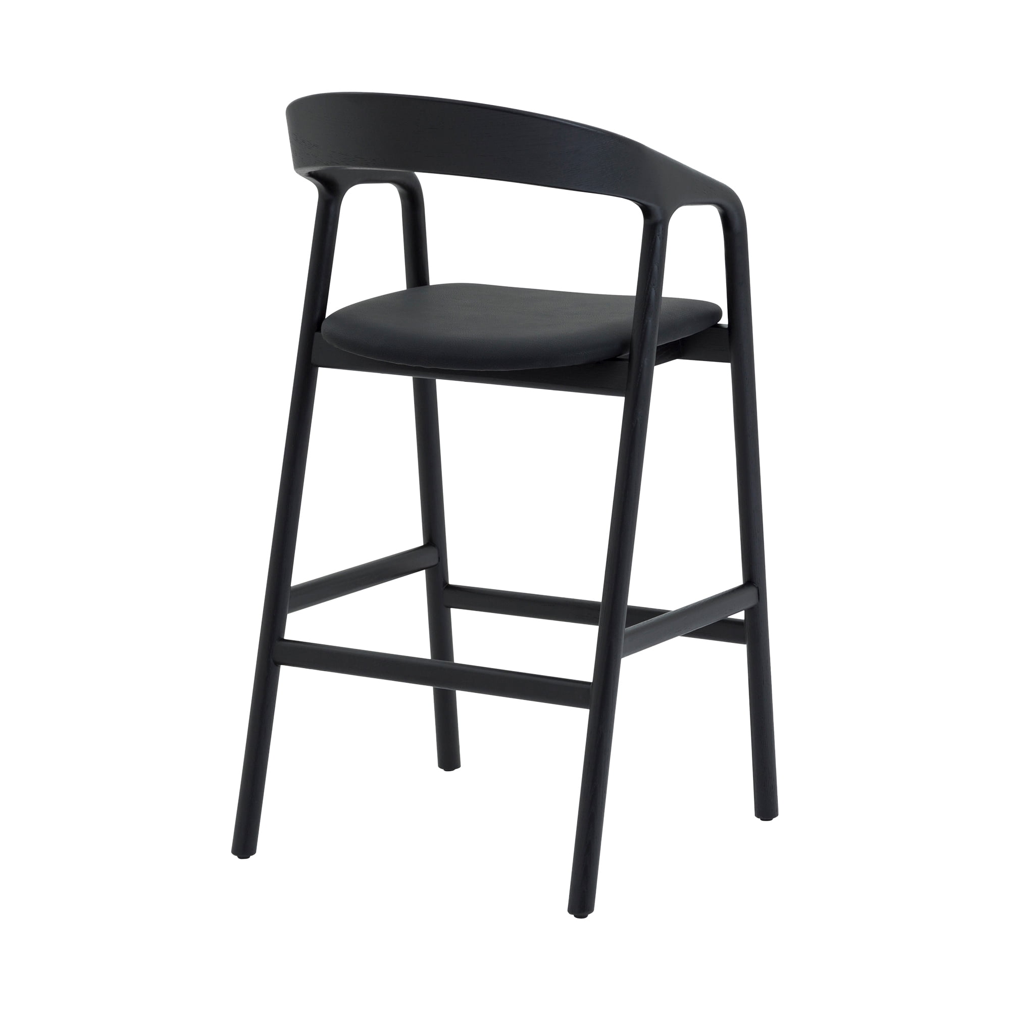 Apache Black Oak Wood and Faux Leather Counter Stool