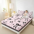 thumbnail image 4 of Feelyou Princess Bow Bed Sheets, White Pink Plaid Buffalo King Sheets, Black Heart Star Sheet Set for Girls Room Decor, 4 of 7