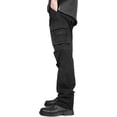 thumbnail image 2 of Men's Cargo Pants Cotton Straight Stretch Tactical Work Hiking Pants with Pockets Black, 2 of 10