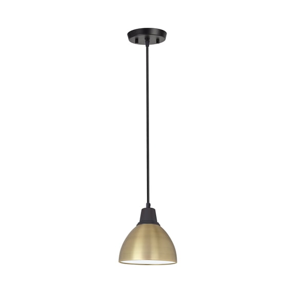 Aspen Creative 61111-11, One-Light Hanging Mini Pendant Ceiling Light, Transitional Design in Bronze & Gold Finish, 6" Wide